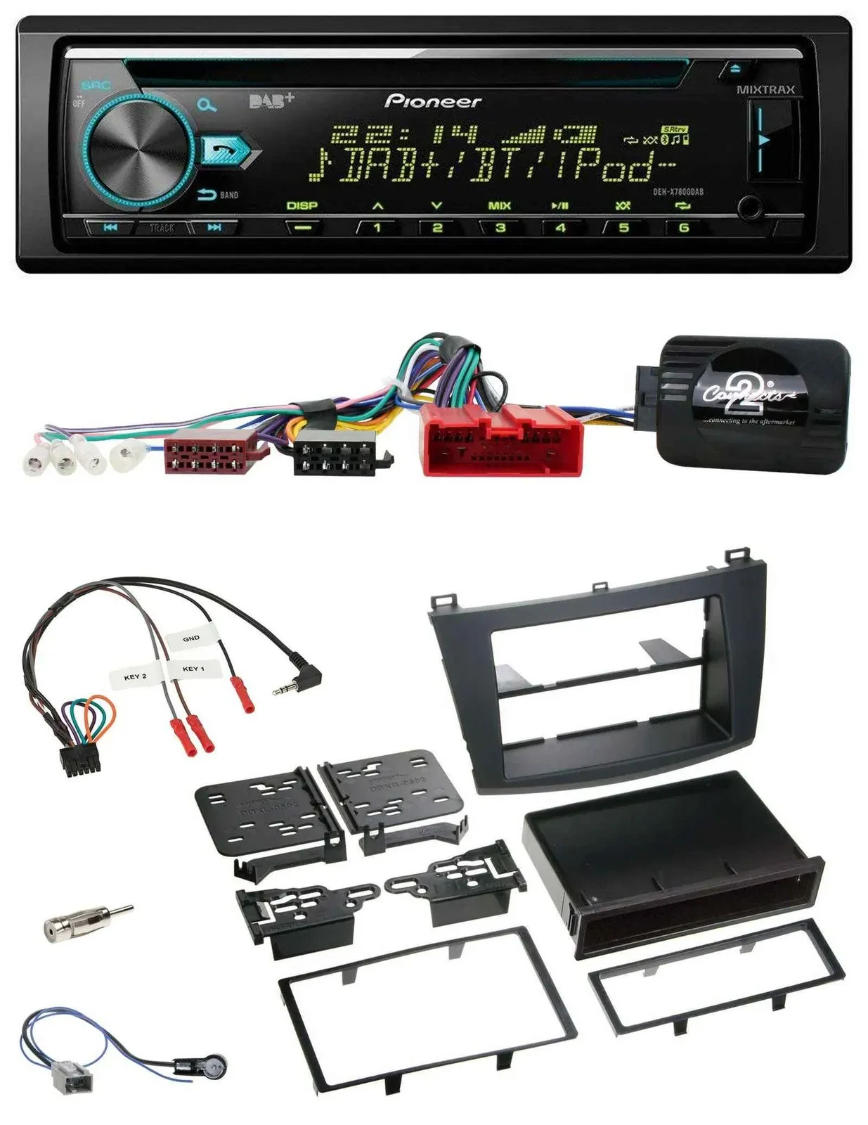 Автомагнитола Pioneer DAB CD USB Bluetooth для Mazda 3 (2009–2013), CAN-Bus, поддержка кнопок на руле
