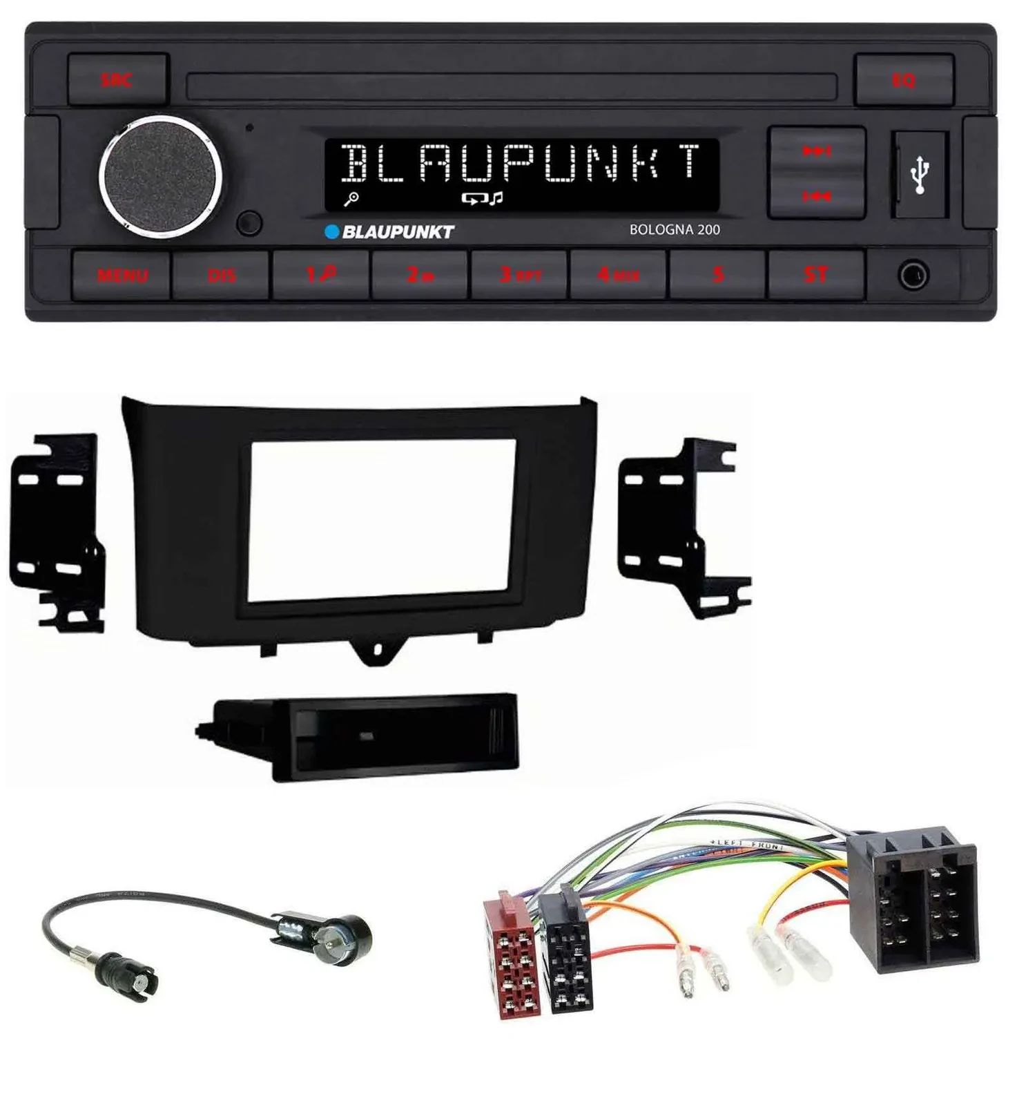 Blaupunkt MP3 AUX USB 1DIN Autoradio für Smart ForTwo (2010-2015)