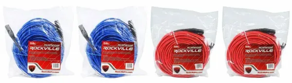 Микрофонный кабель Rockville RCXFM100P Blue/Red 30.5 м (4 штуки)