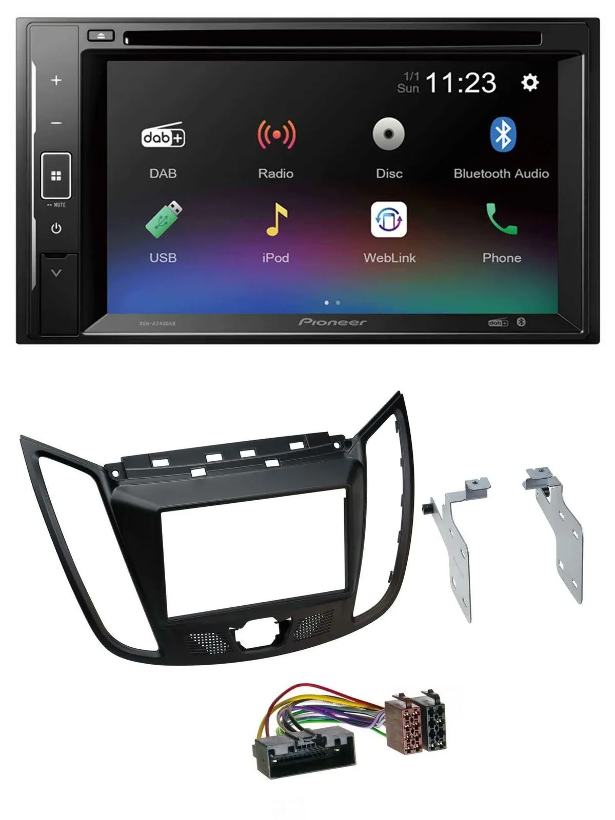 Pioneer Bluetooth MP3 USB 2DIN DAB DVD Autoradio für Ford Kuga (DM2, ab 2013)