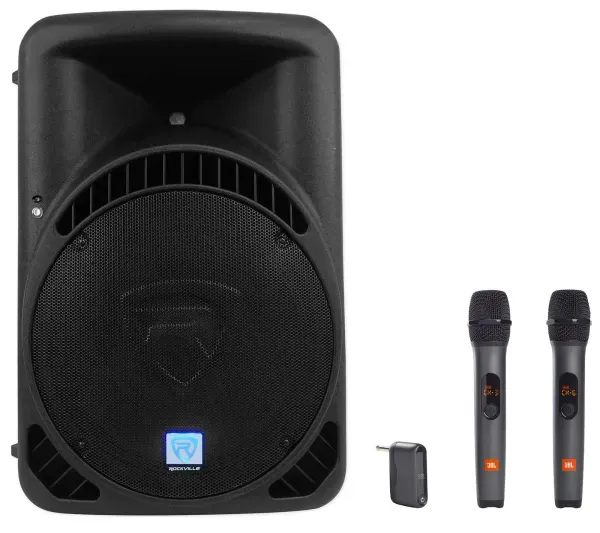 Rockville RPG15BT V2 15" Powered 1000w DJ PA Speaker w/Bluetooth+(2) JBL Mics