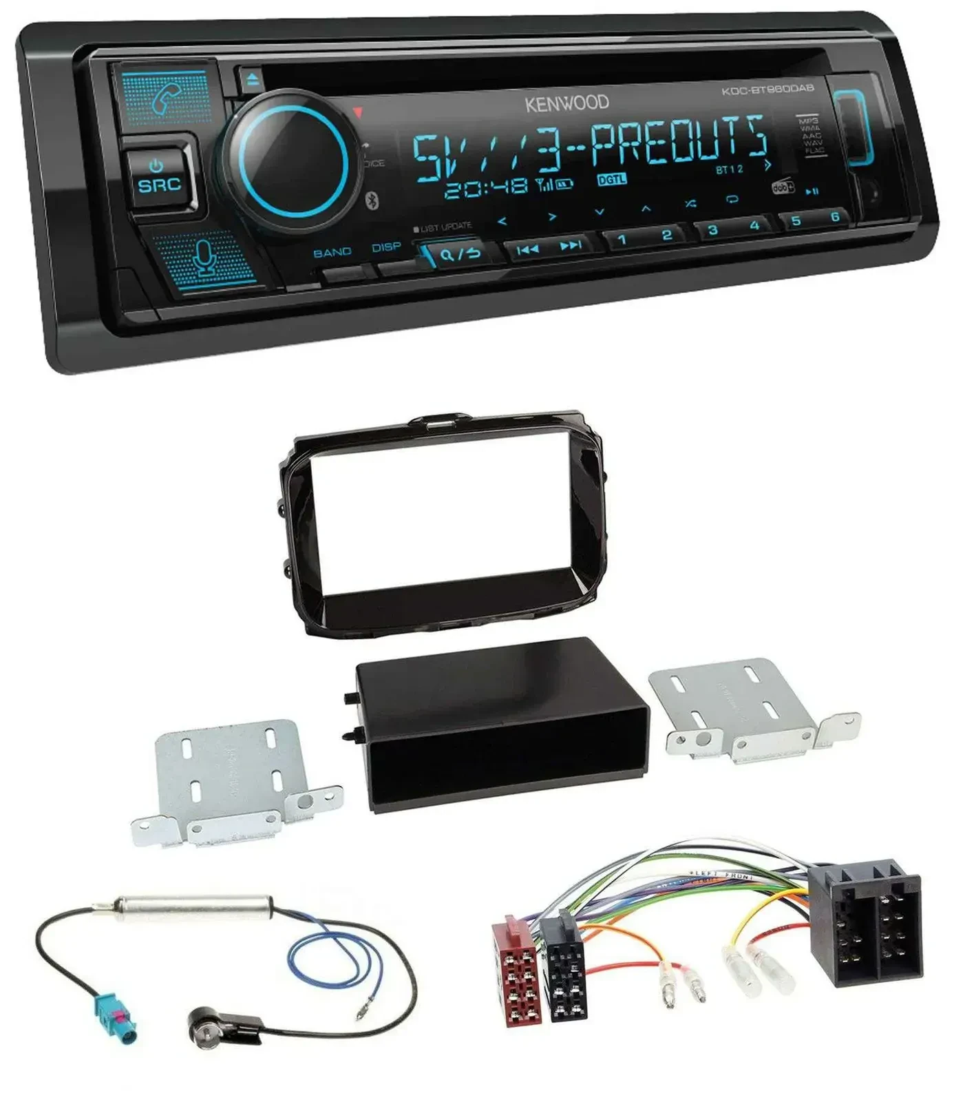 Автомагнитола Kenwood Bluetooth USB CD MP3 DAB для Alfa Giulietta (с 2013) ISO