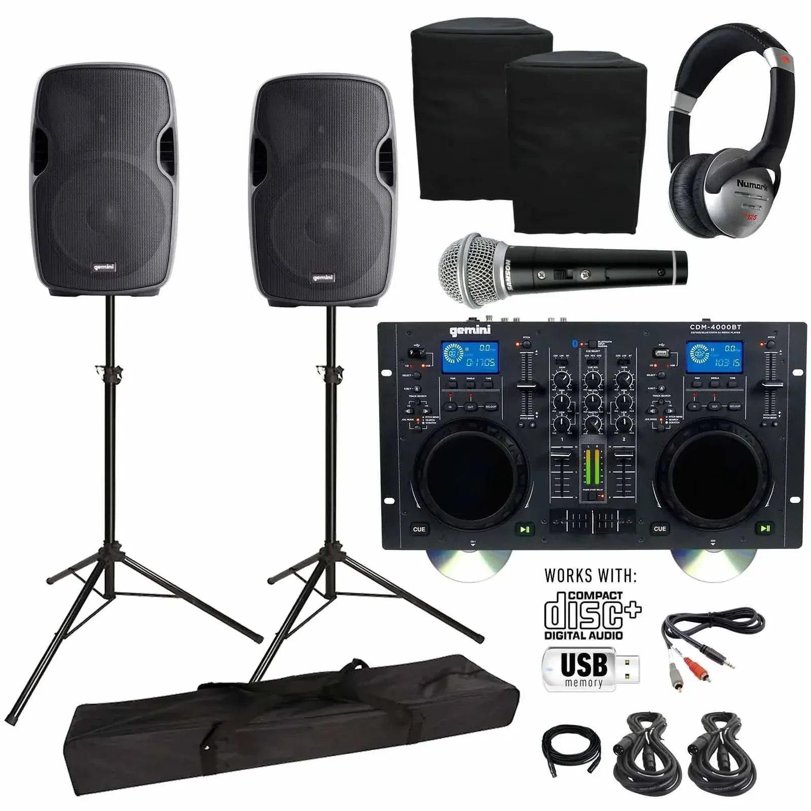 Медиаплеер для DJ Gemini CDM-4000 + AS-15P 15" (набор, пара) CD/MP3/USB
