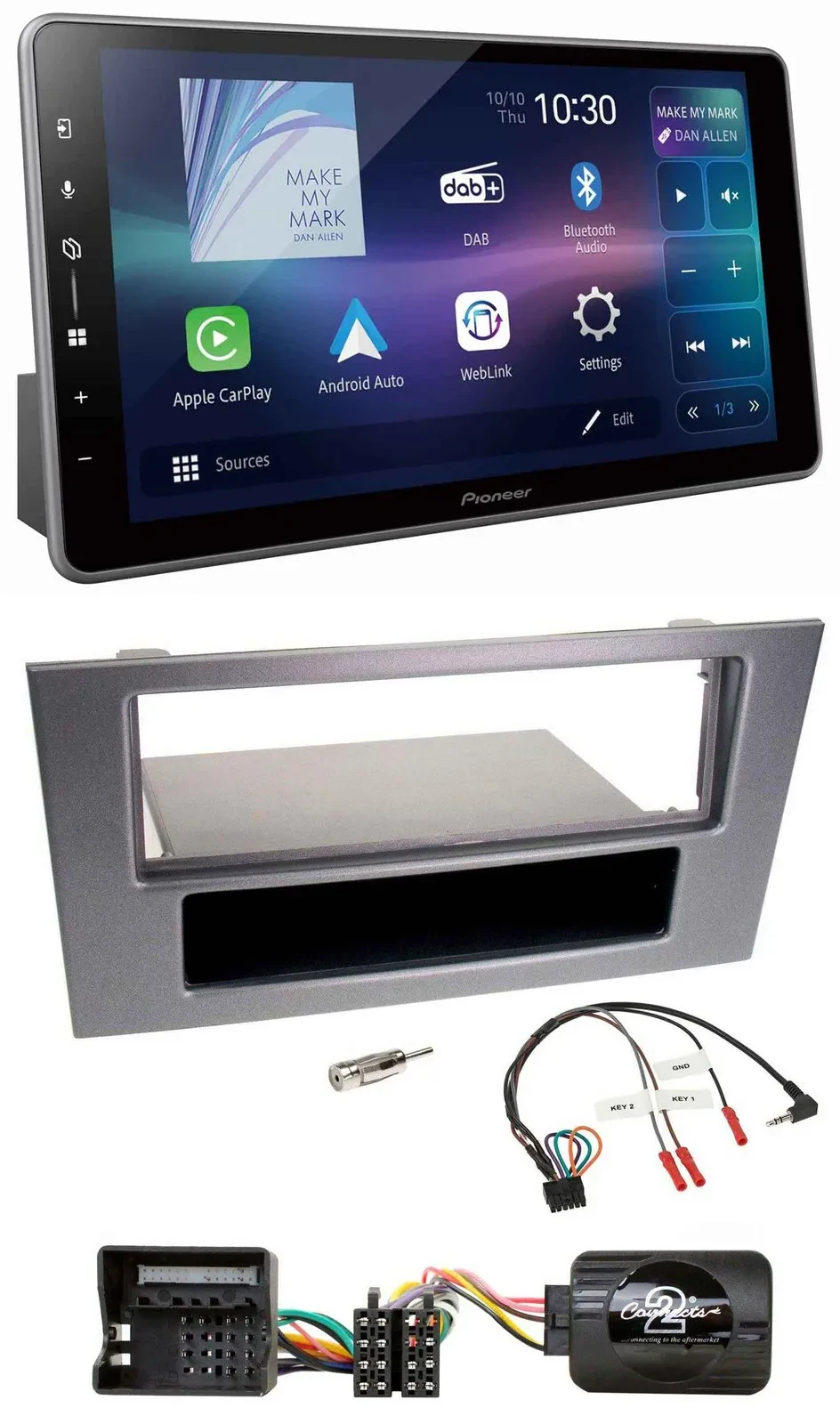 Pioneer Bluetooth USB DAB Lenkrad Autoradio für Ford Mondeo 2004-2007 anthrazit