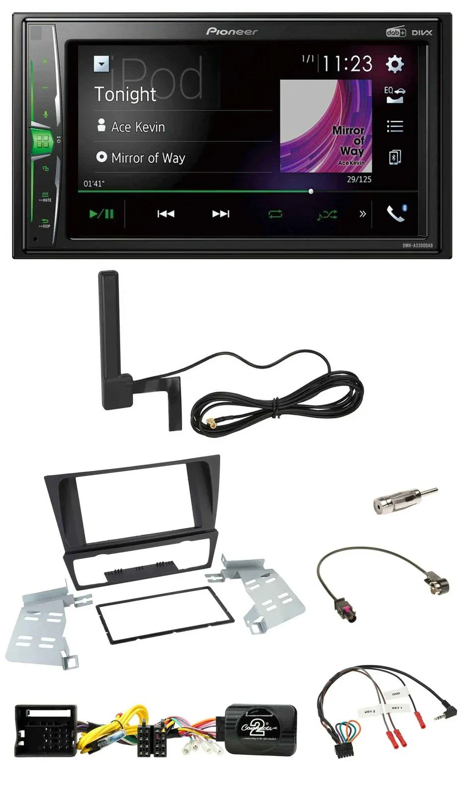 Pioneer MP3 DAB Lenkrad 2DIN Bluetooth Autoradio für BMW 3er E92 E93 E90 E91 ohn