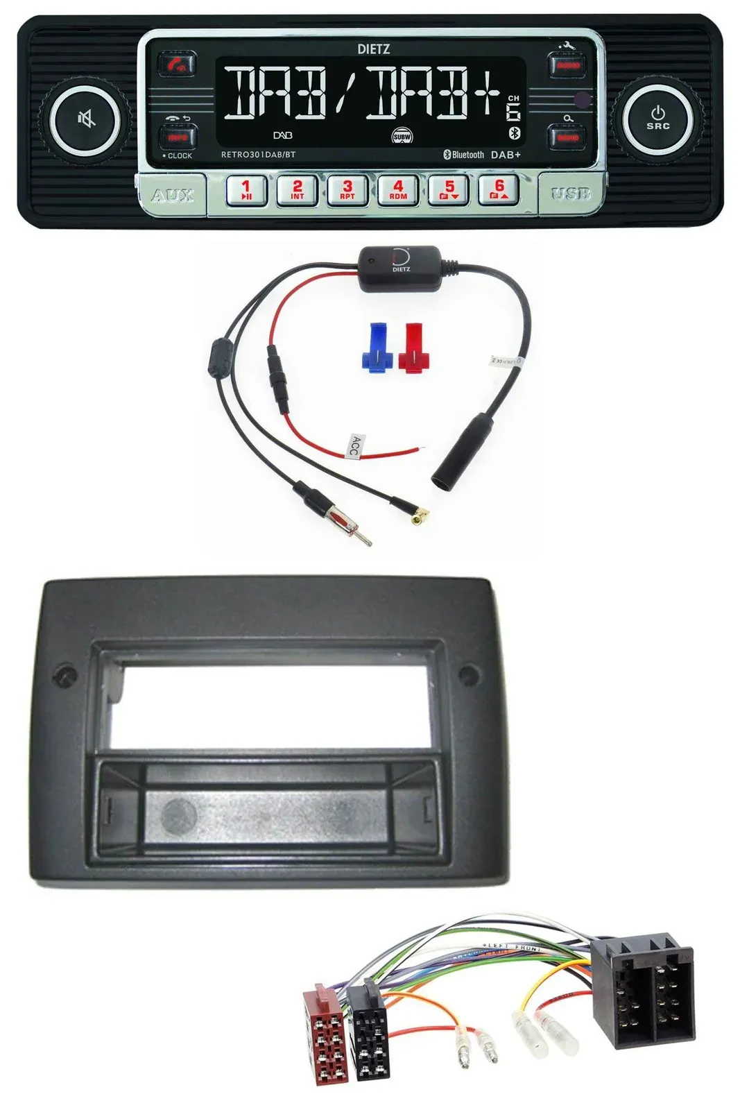 Dietz MP3 DAB Bluetooth USB Autoradio für Fiat Stilo 192 01-08 Profiversion Abla