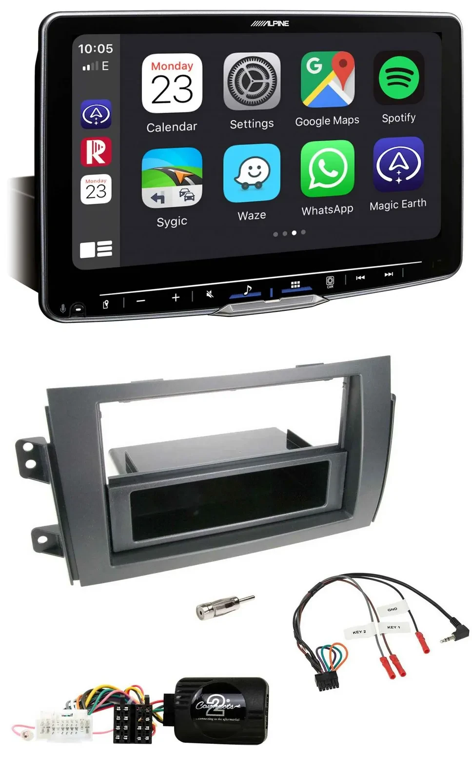 Alpine Bluetooth Lenkrad USB DAB Autoradio für Fiat Sedici Suzuki SX4