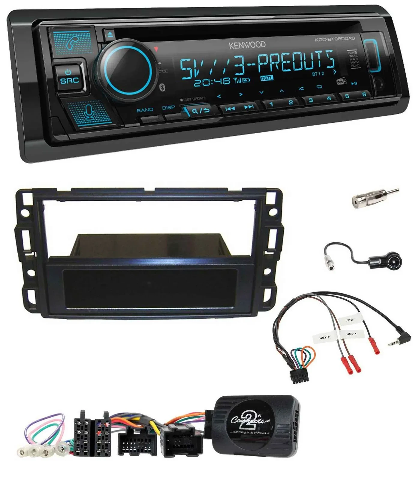 Kenwood Bluetooth USB CD Lenkrad DAB Autoradio für Cadillac BLS YSCF 2006-2010