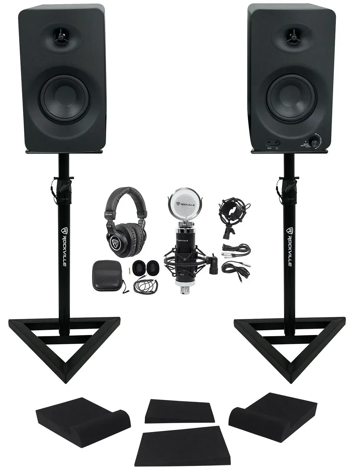 Широкополосная акустическая система Rockville ASM4 Black с аксессуарами (пара)