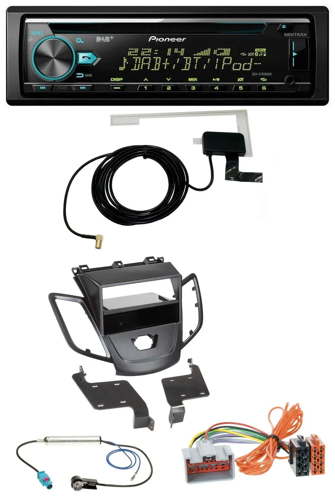 Pioneer MP3 AUX CD USB DAB Autoradio für Ford Fiesta JA8 08-10 ohne Display schw