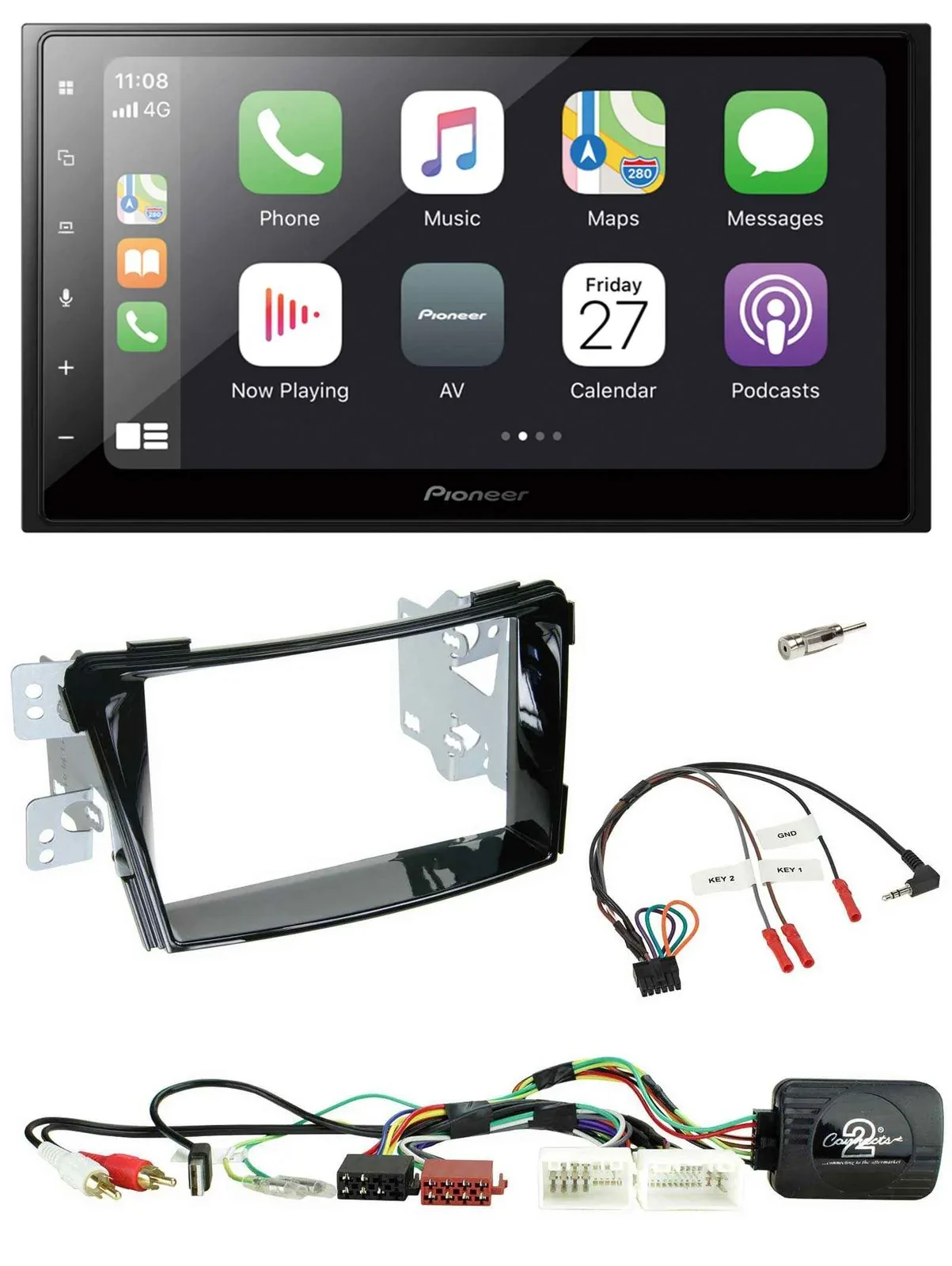 Pioneer Lenkrad Bluetooth DAB 2DIN USB Autoradio für Hyundai i40 11-19 USB AUX K