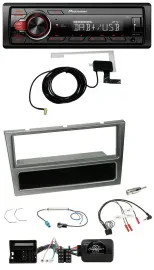 Pioneer 1DIN MP3 DAB USB Lenkrad Autoradio für Opel Corsa C 04-06 aluminium