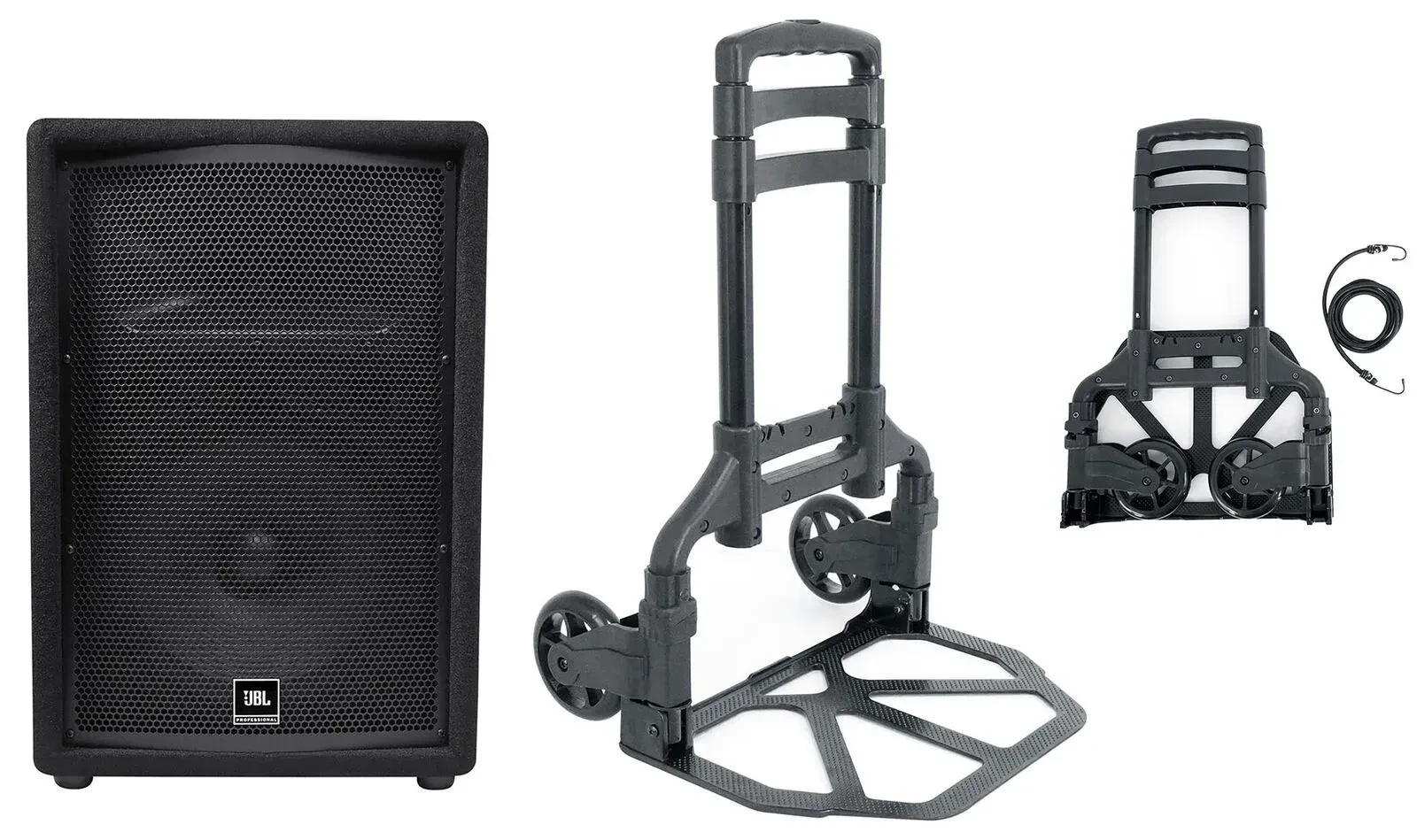JBL JRX212 1,000 Watt 12" 2-Way DJ P/A Speaker Floor Wedge Monitor + Hand Truck