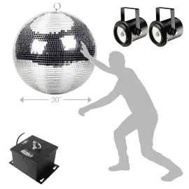 ProX MB-30 30" Club Party Glass Mirror Disco Ball w Motor Mount & Pinspot Light