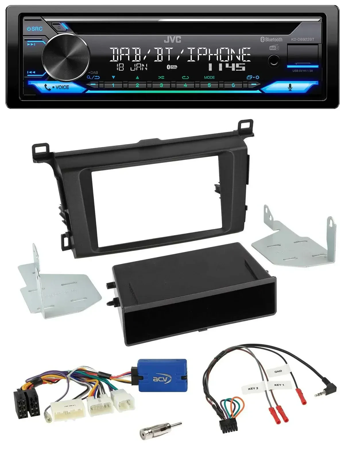 Автомагнитола JVC CD, Bluetooth, USB, DAB для Toyota RAV4 (с 2013)