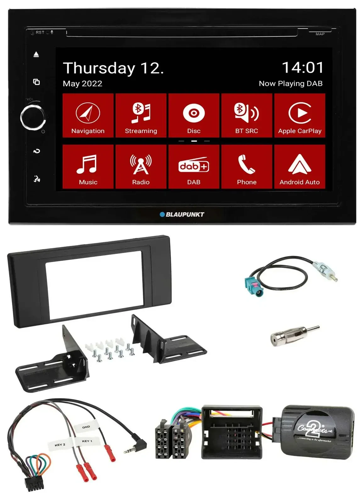 Blaupunkt 2DIN Lenkrad Bluetooth USB TMC DAB Navigation für Land Rover Range Rov