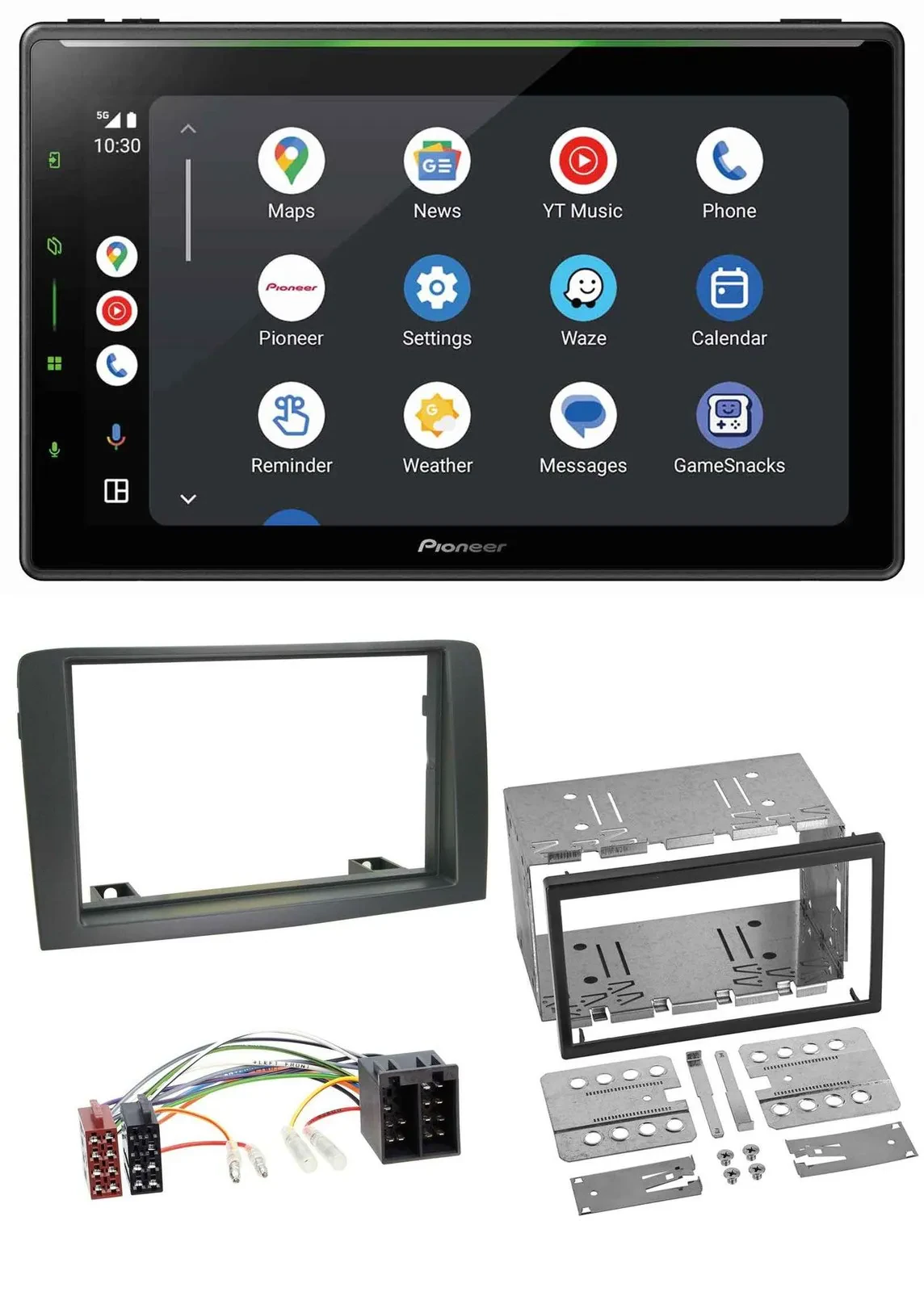 Pioneer 2DIN MP3 USB Bluetooth DAB Autoradio für Fiat Idea (ab 05) - grau