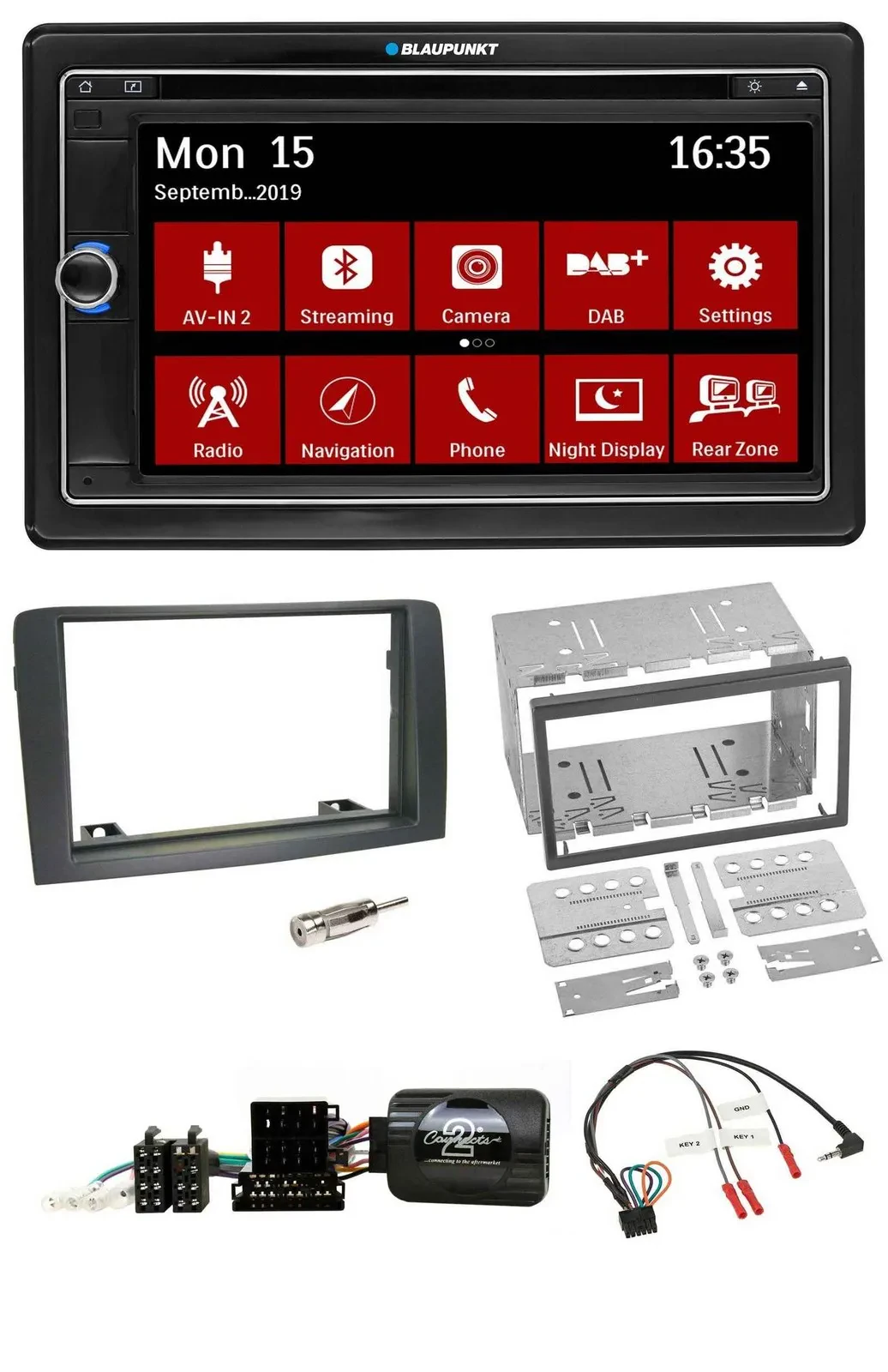 Blaupunkt 2DIN USB DAB Lenkrad Bluetooth TMC Navigation für Fiat Idea 2006-2012