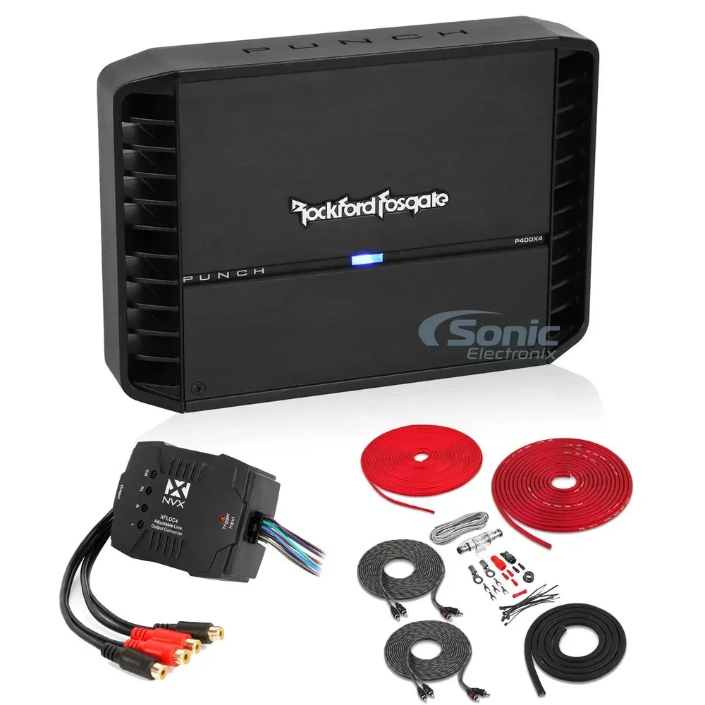 Усилитель мощности Rockford Fosgate P400X4 4-Channel 400W (набор) с LOC и комплектом проводов 8 AWG
