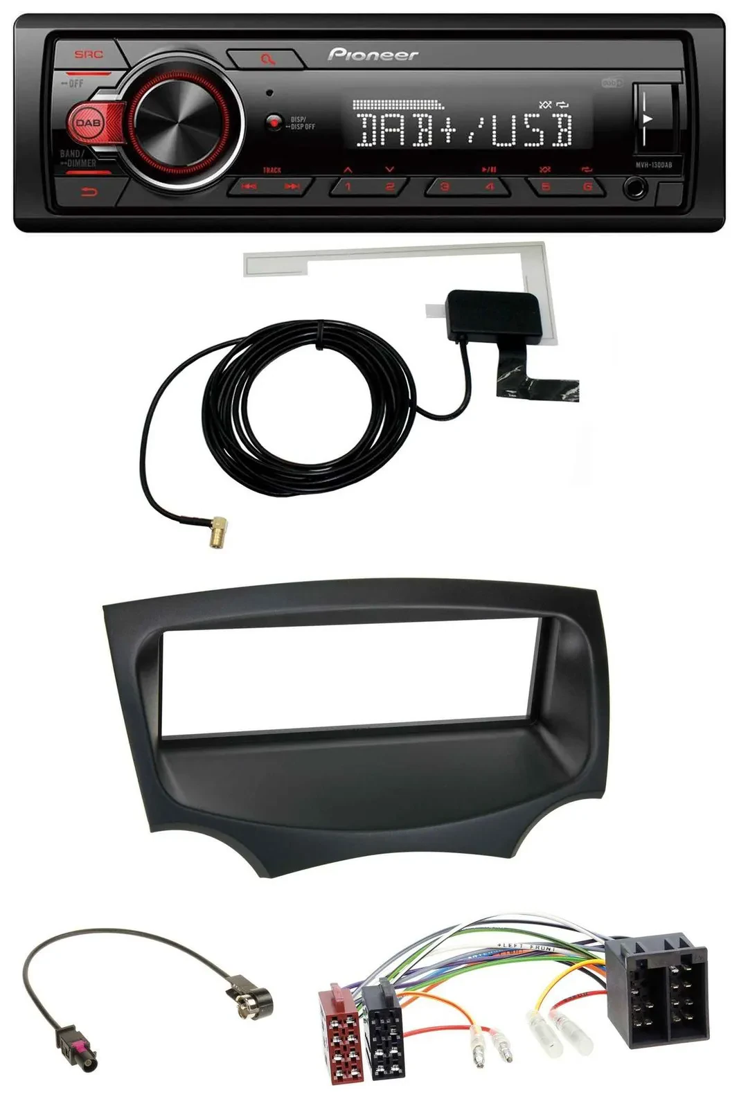 Pioneer 1DIN MP3 DAB USB AUX Autoradio für Ford Ka (RU8, ab 2008)