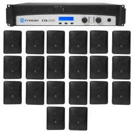 Crown CDi2000 2-Ch 800w 70V Commercial Amplifier+20) JBL 30w Black Wall Speakers