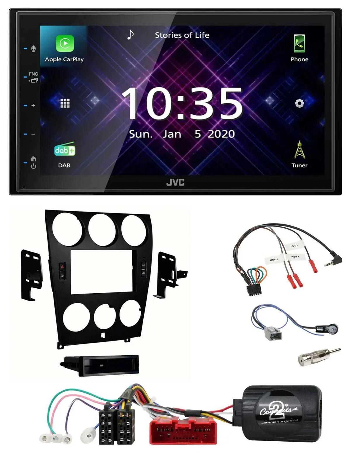 JVC DAB 2DIN Lenkrad Bluetooth USB Autoradio für Mazda 6 2006-2008