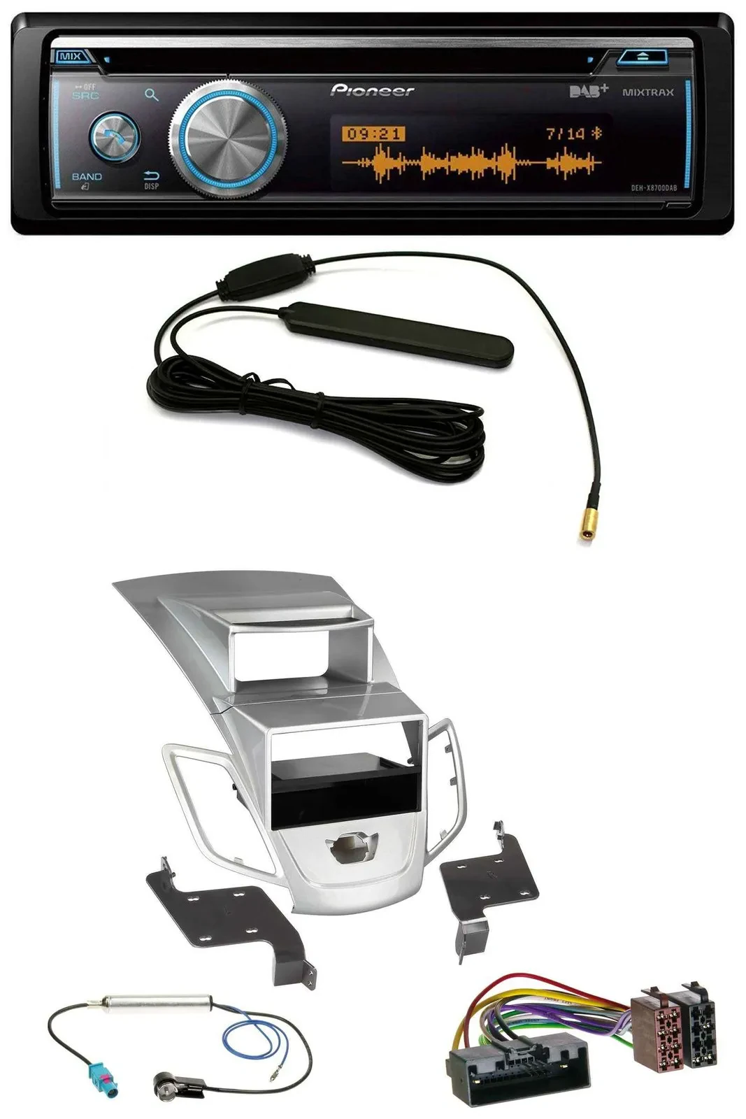 Pioneer CD USB Bluetooth DAB MP3 Autoradio für Ford Fiesta Display 10-17 silber