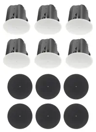 6 JBL Control 418C/T 8" Commercial 70v/8ohm Ceiling Speakers+Round Black Grilles