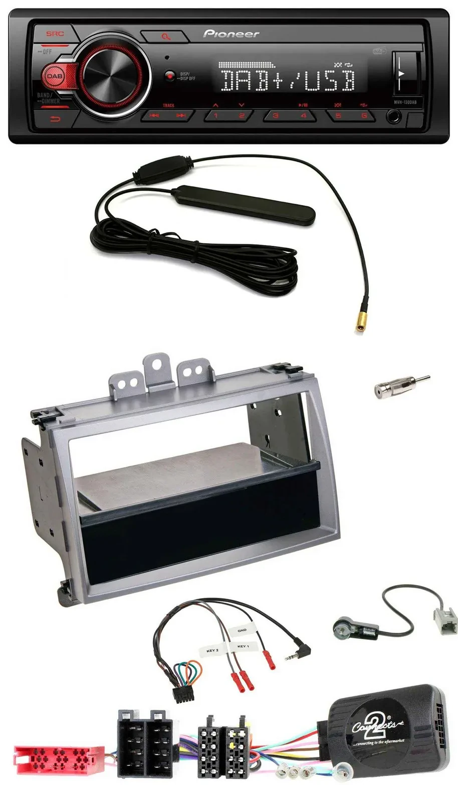 Автомагнитола для Hyundai i20 Pioneer 1 DIN, DAB, MP3, USB, ISO, серебристая