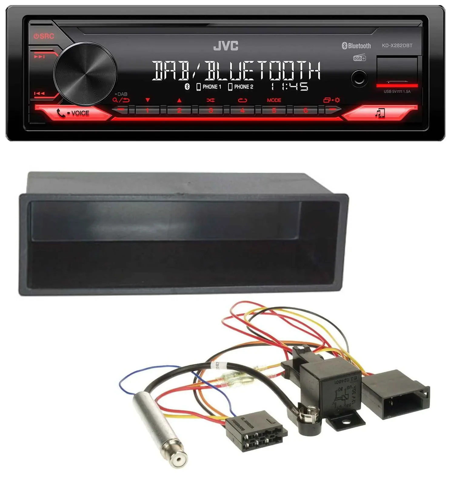 Автомагнитола JVC Bluetooth USB DAB MP3 для VW Polo/T4/Passat/Golf (1998–2004)