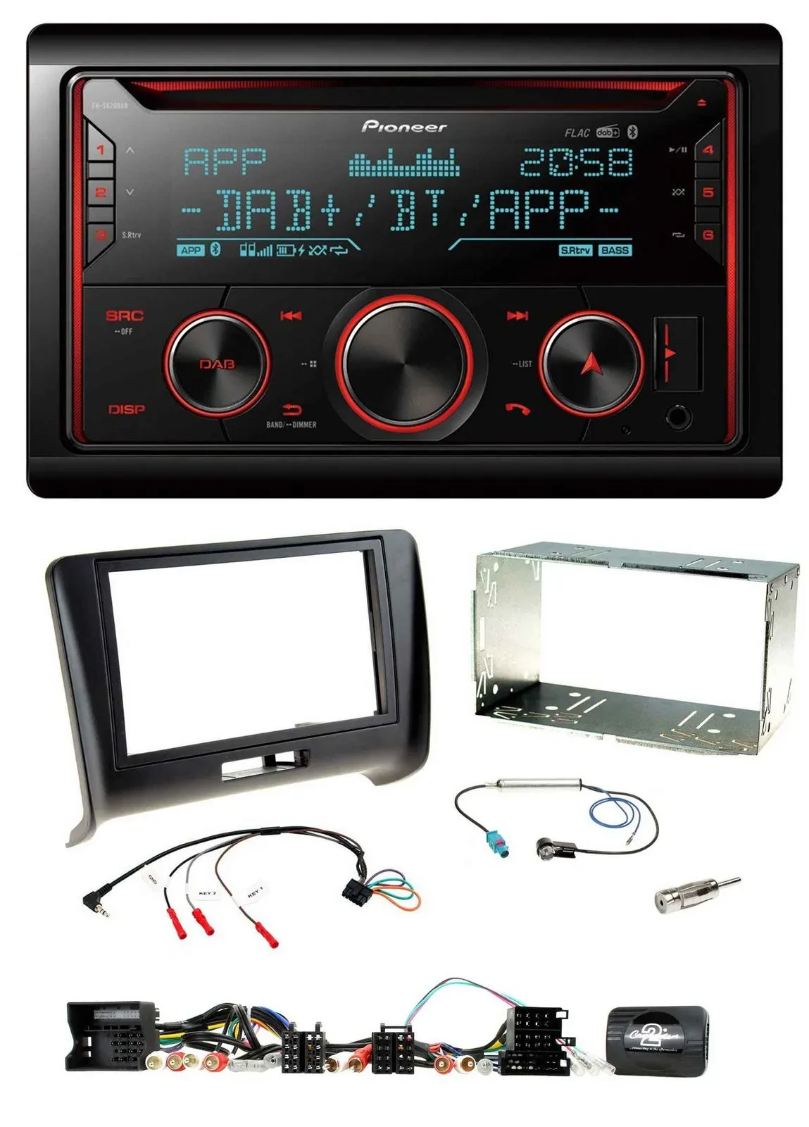 Pioneer 2DIN DAB Lenkrad Bluetooth USB CD Autoradio für Audi TT 2006-2014