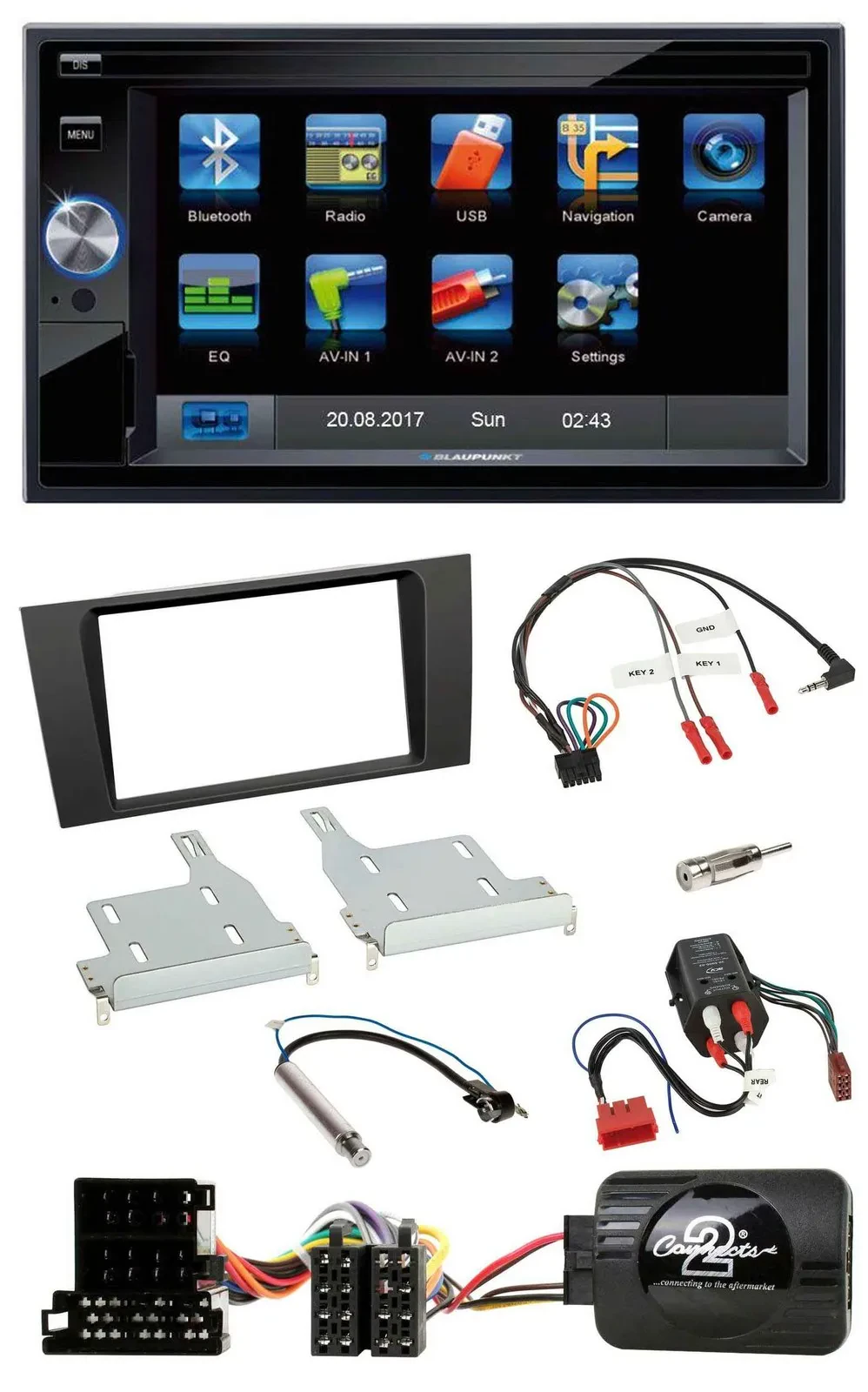 Blaupunkt SD USB TMC Bluetooth 2DIN Lenkrad Navigation für Audi A4 99-01 BOSE Vo
