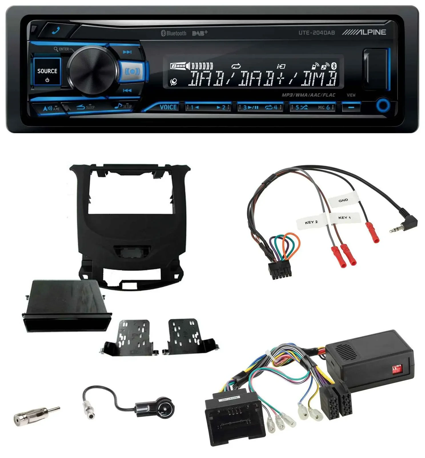 Alpine USB Bluetooth DAB Lenkrad Autoradio für Chevrolet Cruze ab 2016 klavier s