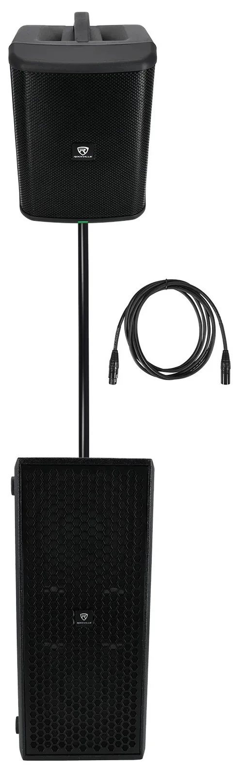 Портативная акустическая система для DJ/PA Rockville TITAN ONE PRO + TITAN SLIM D8 BLACK + RSP36 (набор), 8", сабвуфер 2x8", аккумуляторная, черный