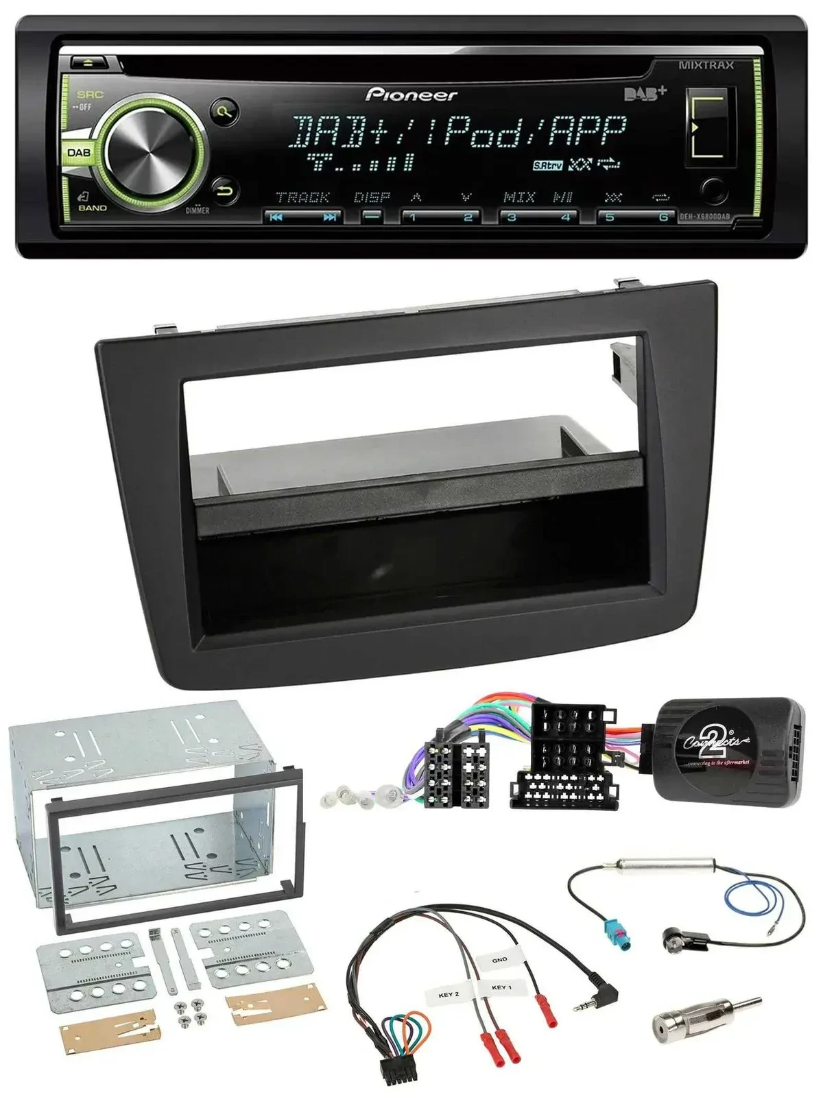 Автомагнитола для Alfa Romeo Mito 2008–2014 Pioneer CD, DAB, USB, MP3, черная