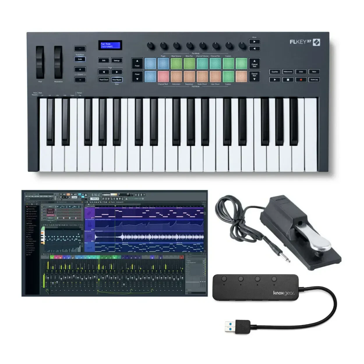 Novation FLkey 37 37-Key MIDI Keyboard Controller for FL Studio Bundle
