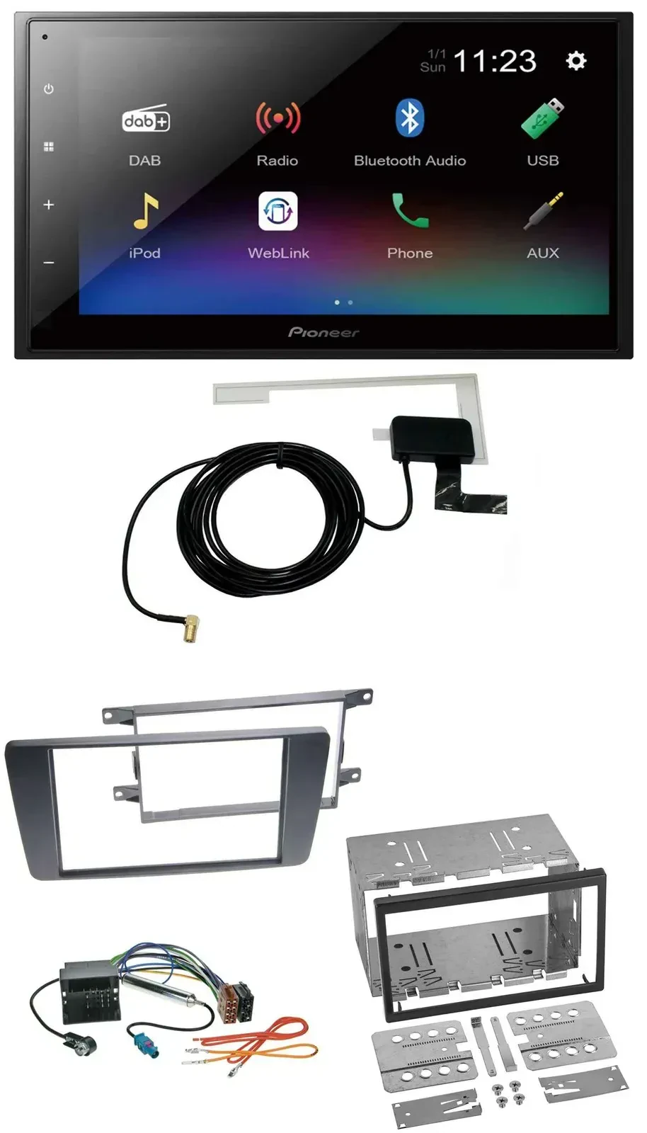 Автомагнитола для Skoda Octavia (2004–2013), Scout (2006–2012) Pioneer 2 DIN, DAB, MP3, Bluetooth, USB