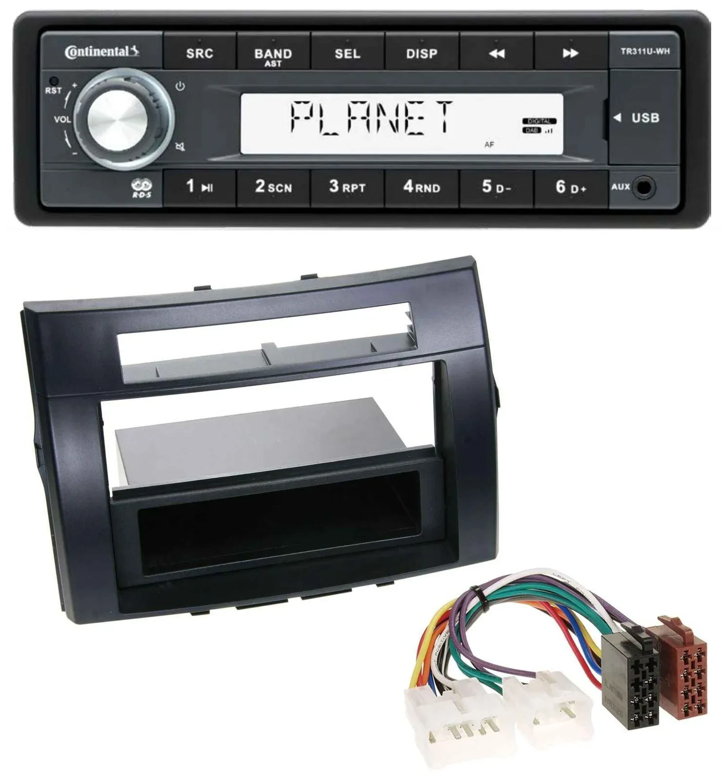 Continental USB MP3 AUX 1DIN Autoradio für Toyota Corolla Verso 04-09 schwarz