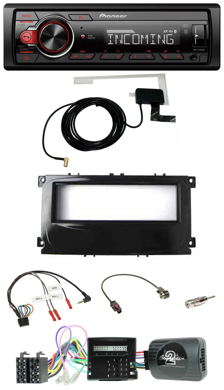 Автомагнитола Pioneer USB, DAB, Bluetooth, совместимая с кнопками на руле, для Ford Galaxy/Focus/C-Max