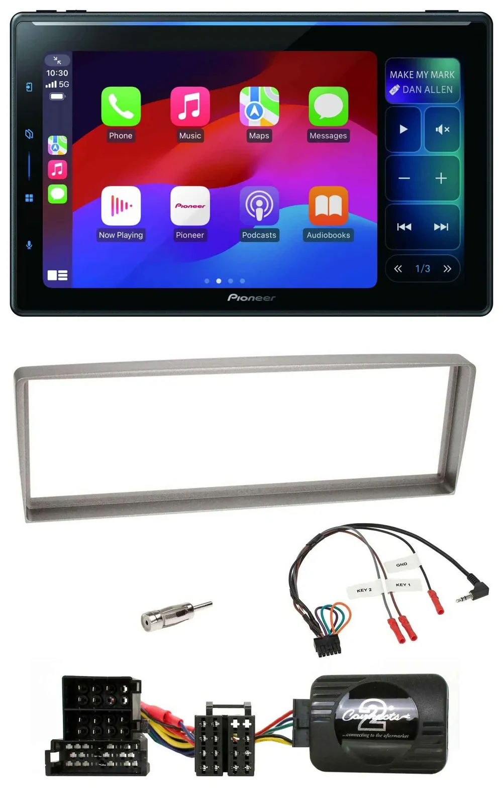 Pioneer Bluetooth DAB Lenkrad USB Autoradio für Alfa Romeo 156 ab 2003 silber