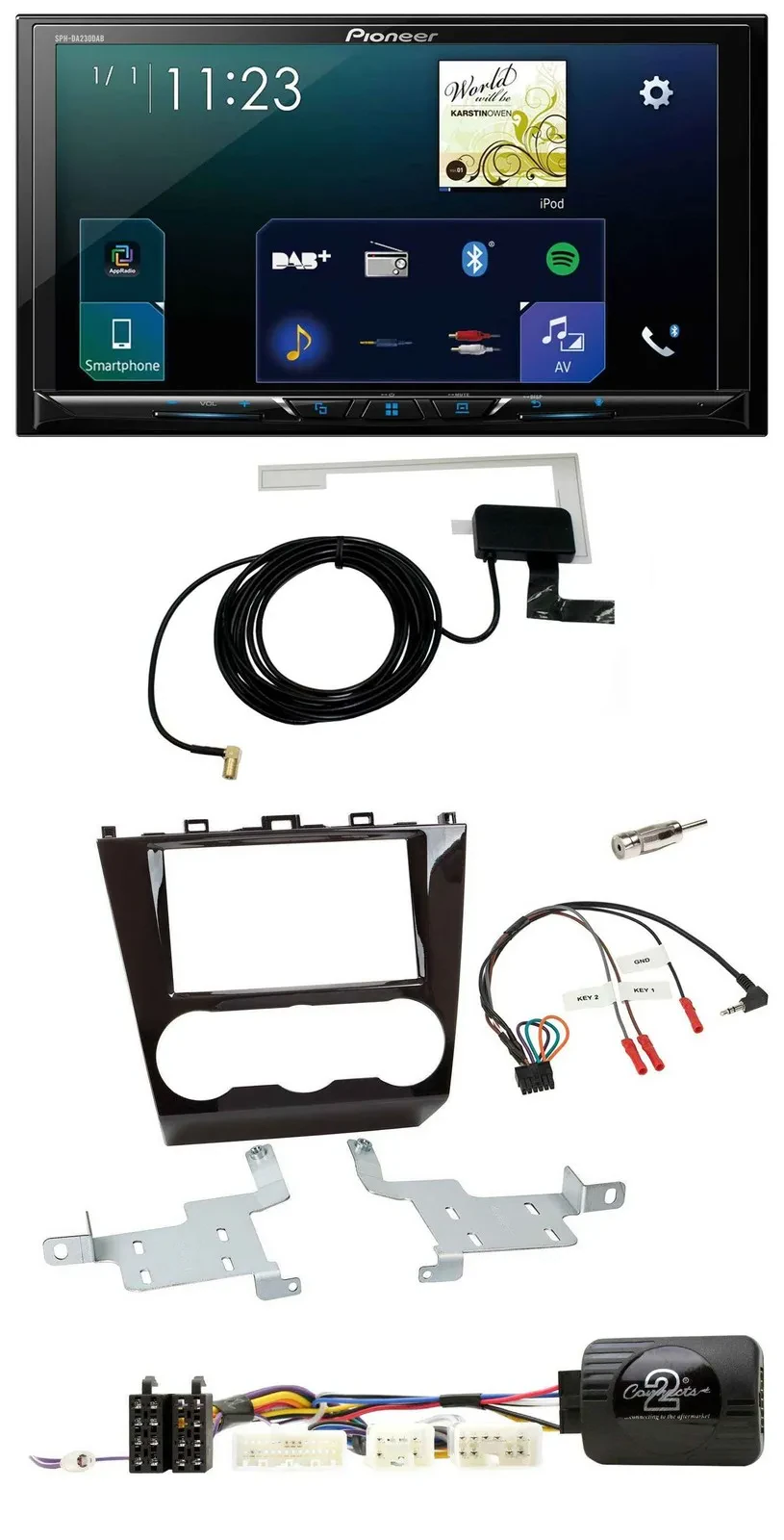 Автомагнитола для Subaru Forester (с 2015) Pioneer 2DIN, DAB, USB, Bluetooth, совместимая с управлением на руле