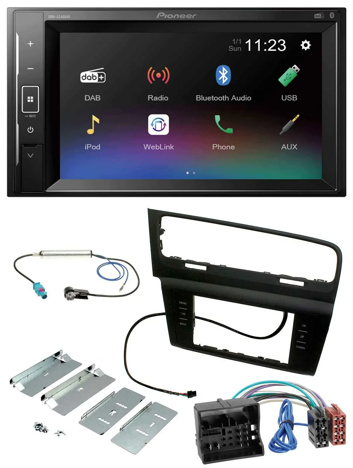 Pioneer DAB MP3 2DIN Bluetooth USB Autoradio für VW Golf VII (ab 11/2012)