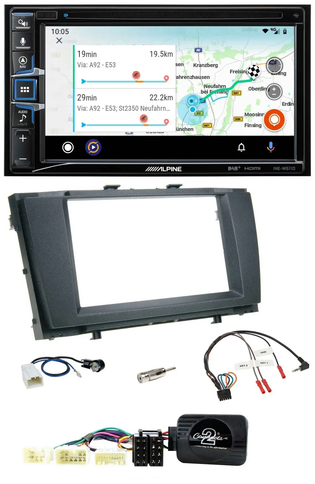 Alpine Bluetooth TMC USB DAB 2DIN Lenkrad Navigation für Toyota Avensis 2009-201