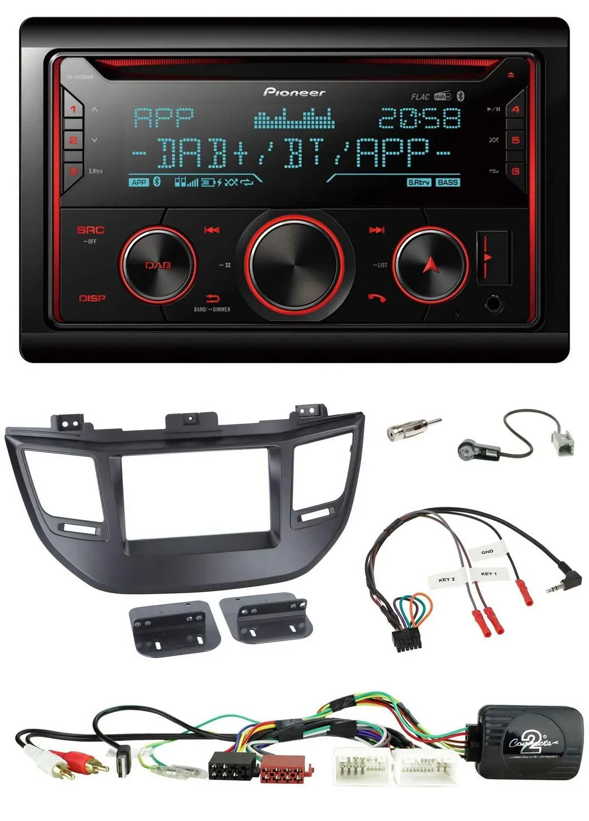 Автомагнитола Pioneer 2DIN, DAB, Bluetooth, USB, CD, для Hyundai Tucson 2015–2020, поддержка кнопок на руле