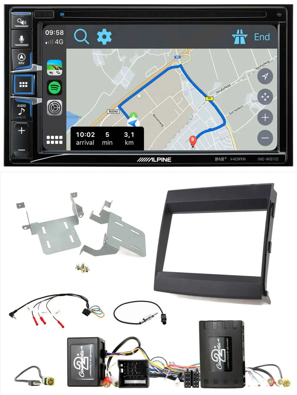 Alpine DAB TMC Bluetooth 2DIN USB Lenkrad Navigation für Porsche Cayenne Soundsy