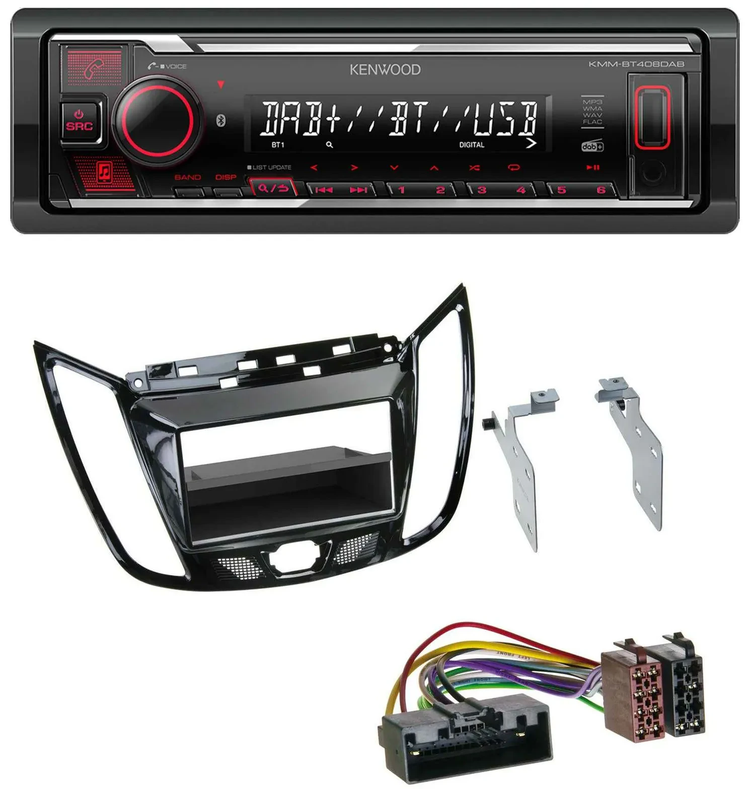 Kenwood MP3 Bluetooth USB DAB Autoradio für Ford C-Max Kuga Klavierlack schwarz