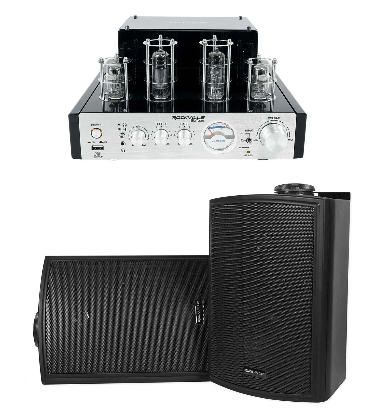 Усилитель мощности Rockville BluTube+HP5S-8 BK с комплектом акустики