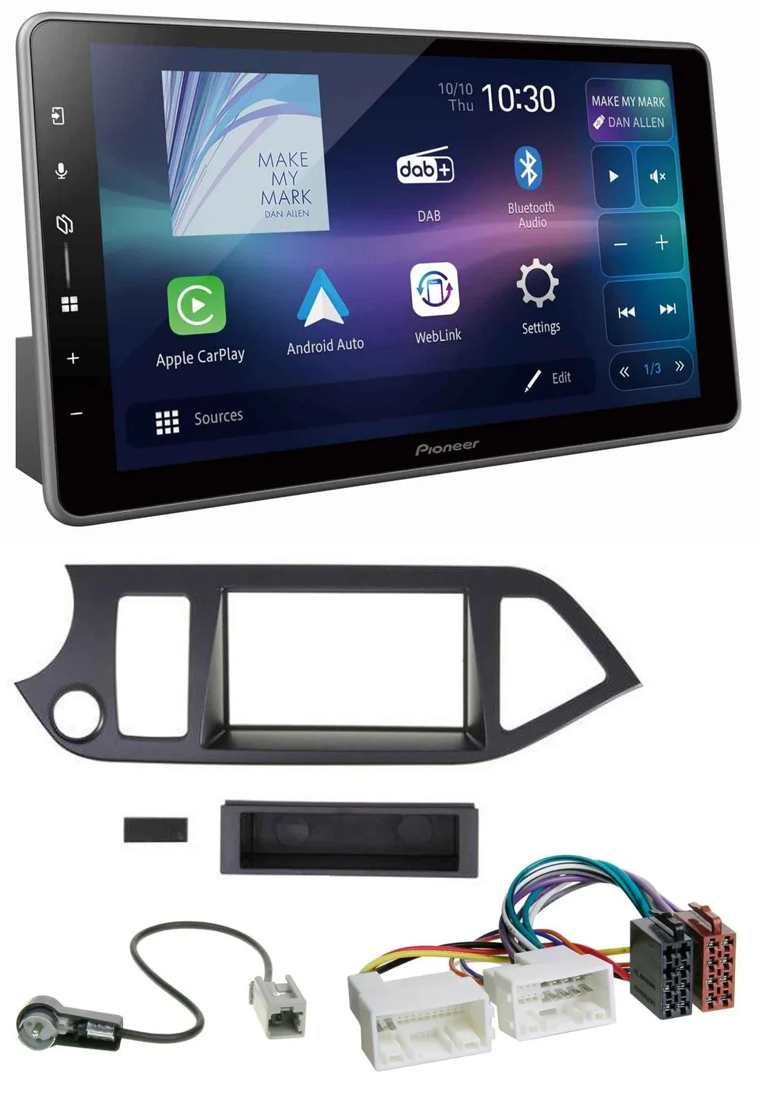 Pioneer Bluetooth USB DAB MP3 Autoradio für Kia Picanto ab 2011 Start-Stop