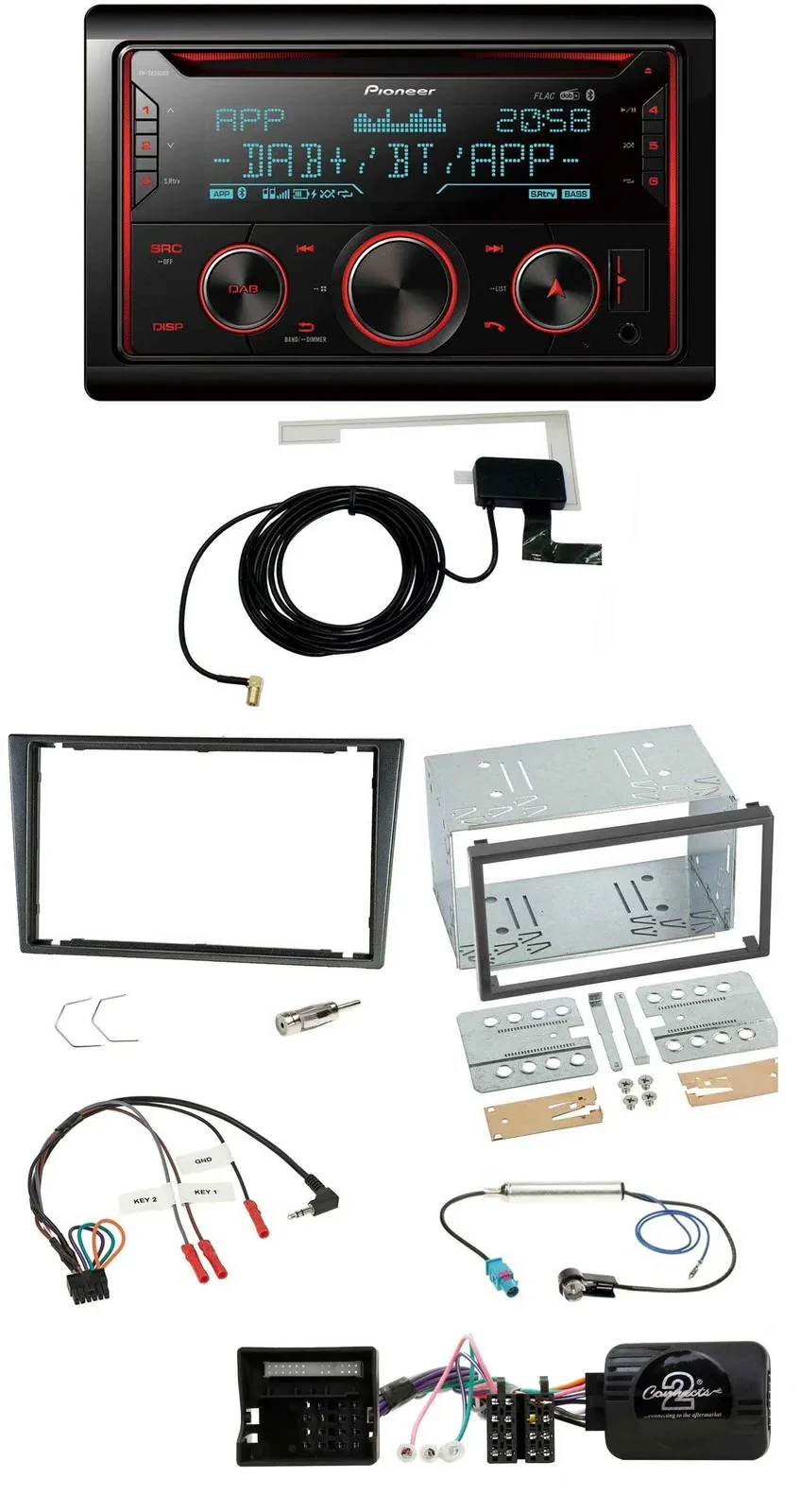 Pioneer 2DIN Lenkrad DAB USB CD Bluetooth Autoradio für Opel Tigra Corsa C Meriv