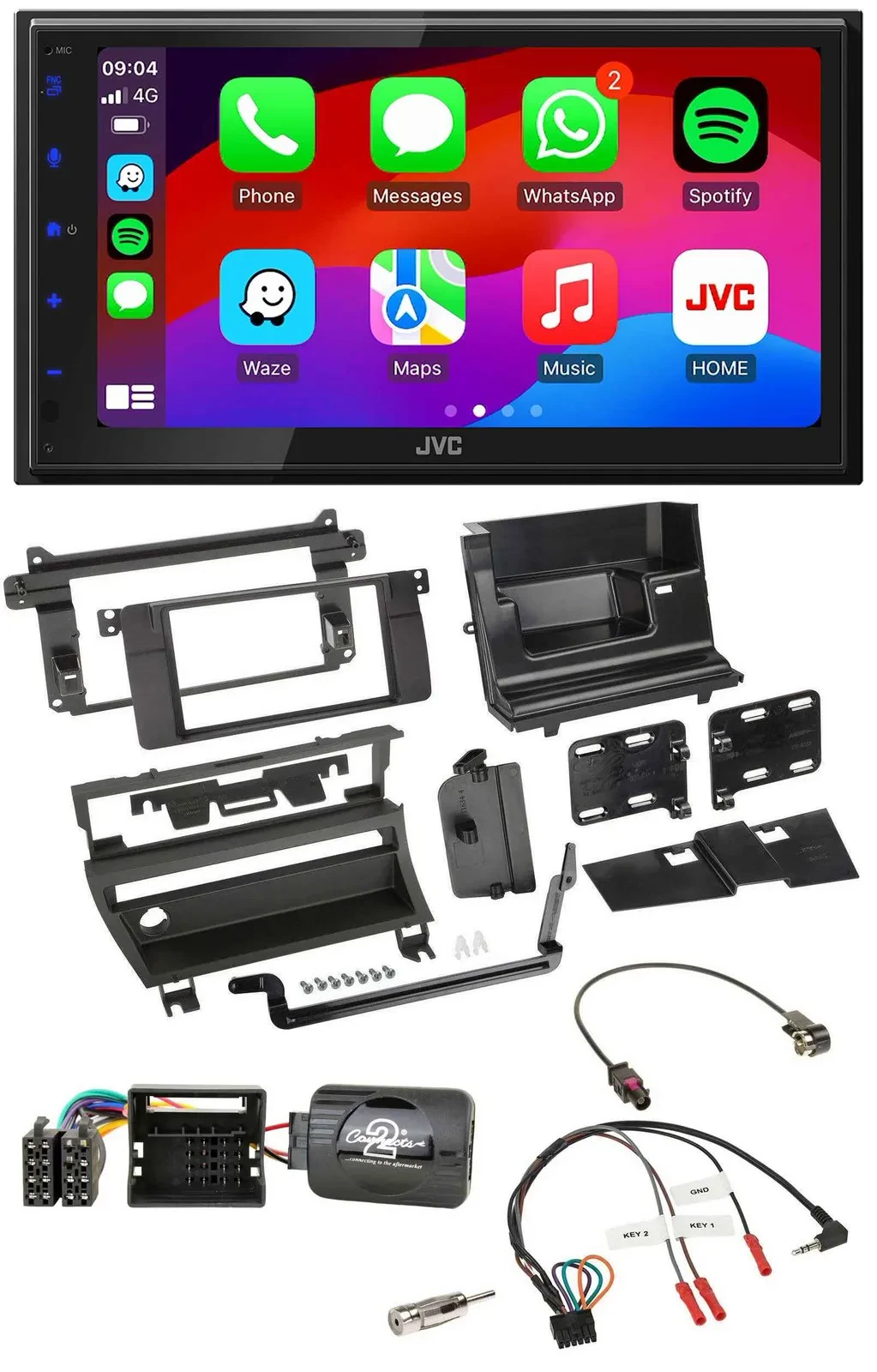 JVC Bluetooth USB Lenkrad 2DIN DAB Autoradio für BMW 3-er E46 2001-2006 1 Schalt